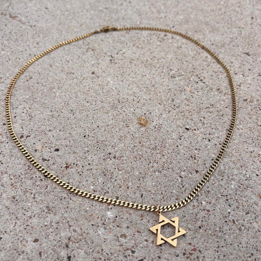 GLD Gold Plated Star of David Pendant Chain Necklace NEW
